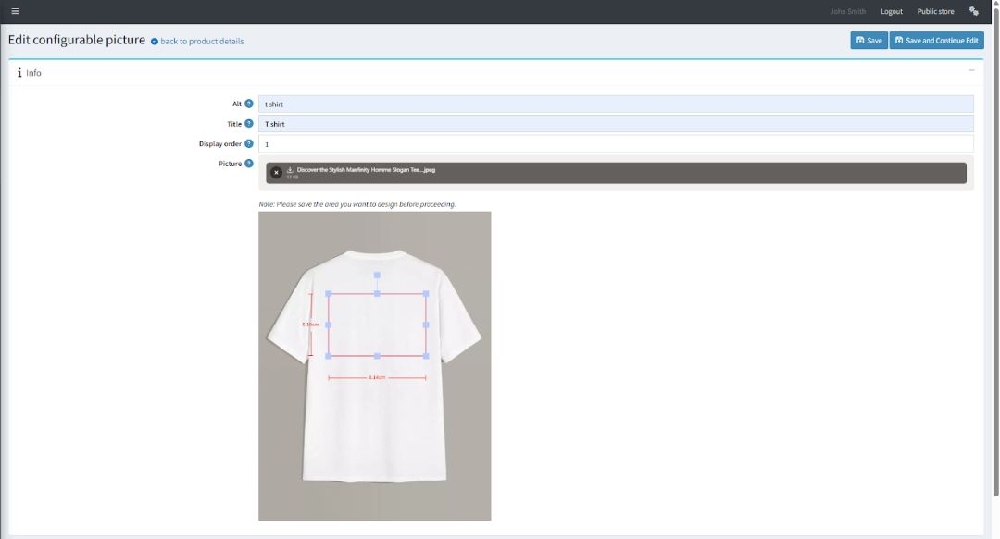 edit configuration picture section